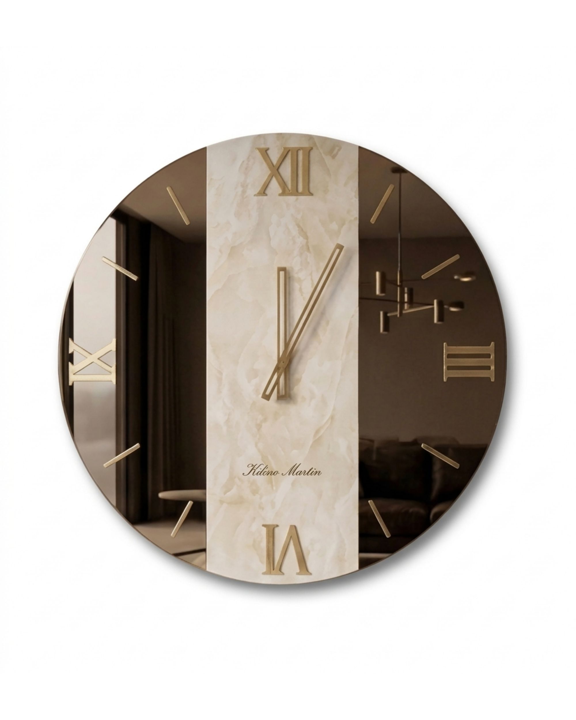Luxury Wall Clock | Mirror Marble Panel