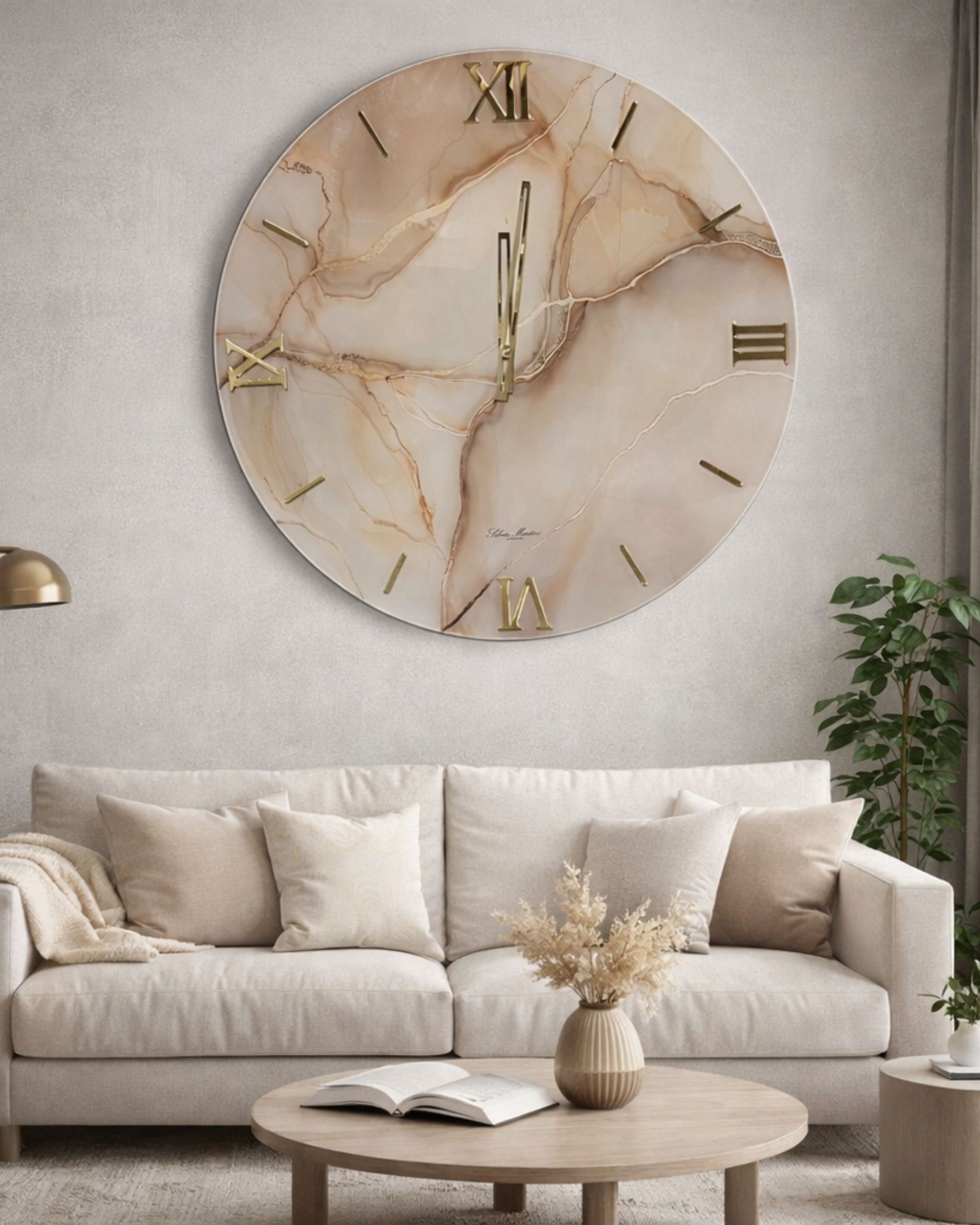 Luxury Wall Clock | Mirror Marble Panel
