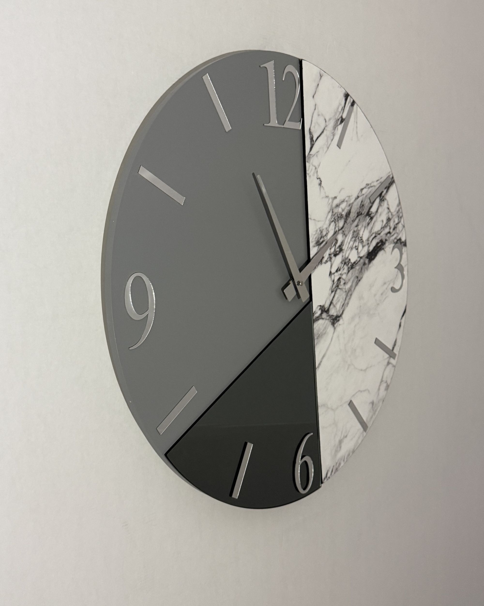Luxury Wall Clock | Marble & Mirror Split
