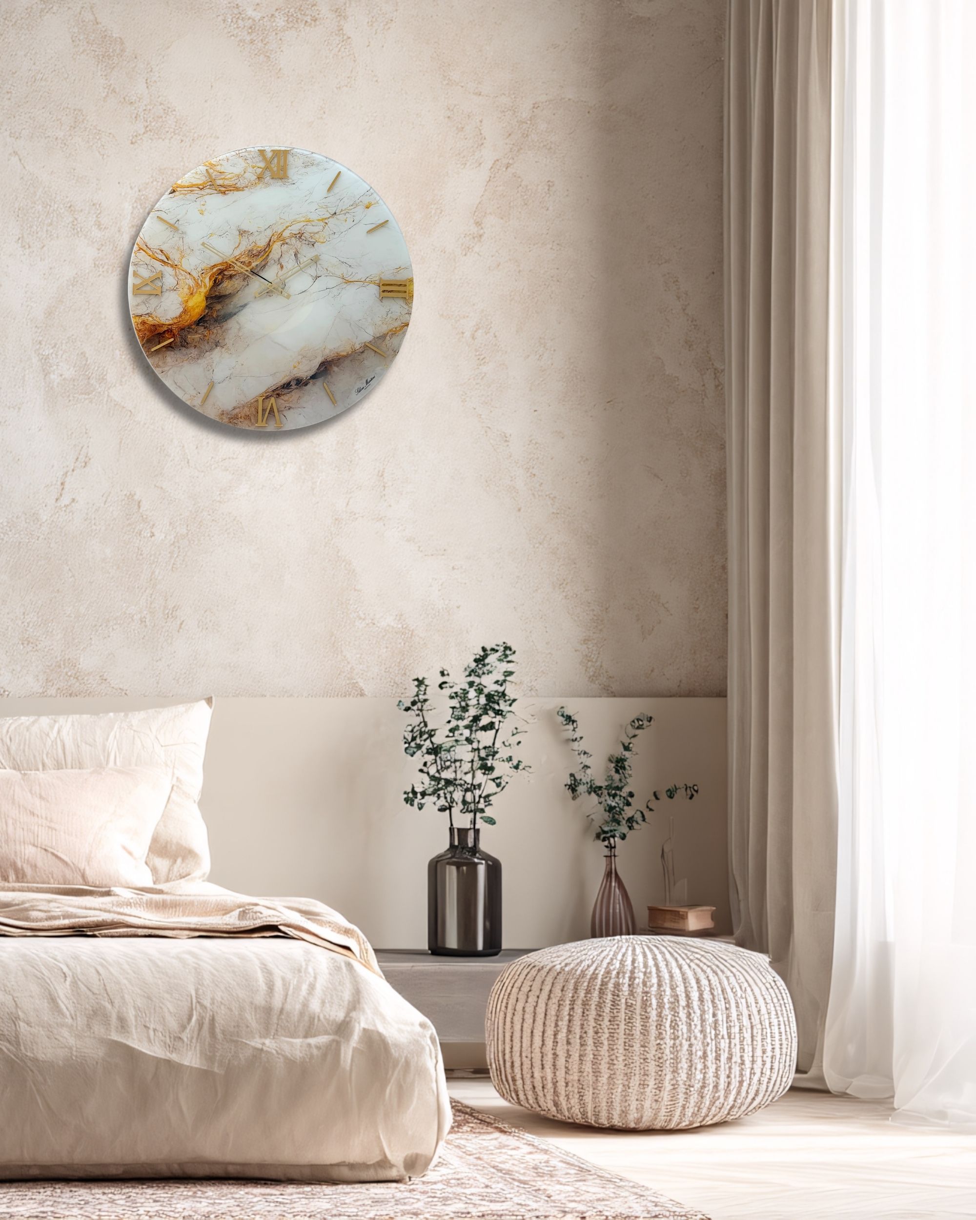 Luxury Wall Clock | White Marble