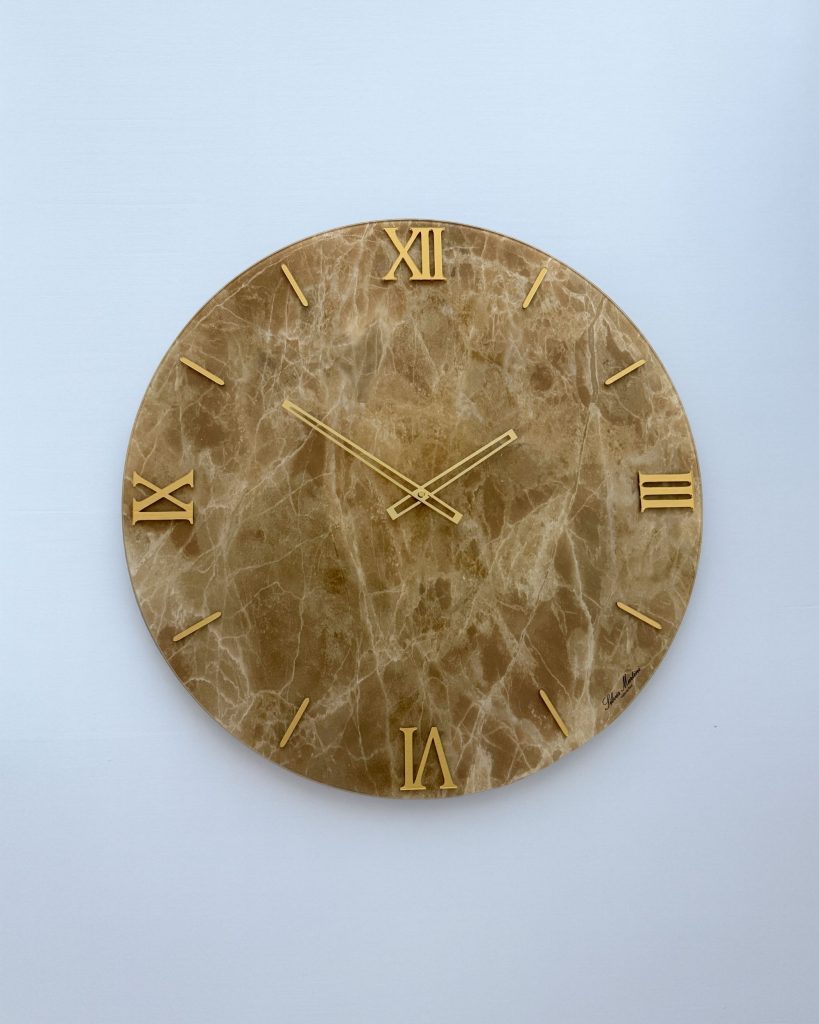 Luxury Wall Clock | Amber Marble