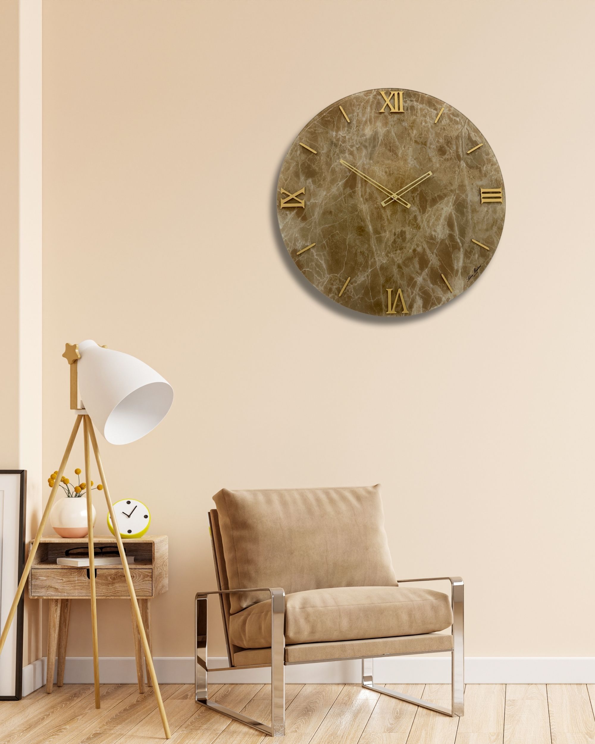 Luxury Wall Clock | Amber Marble