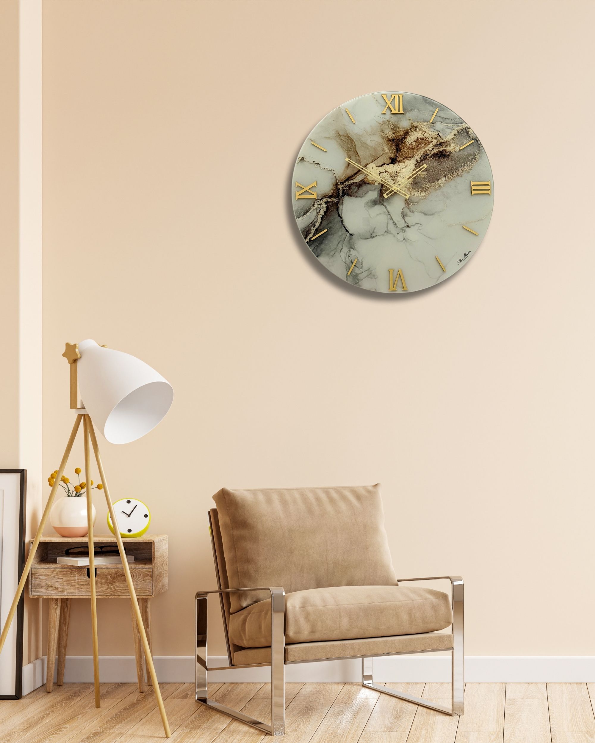 Luxury Wall Clock | Amber Marble