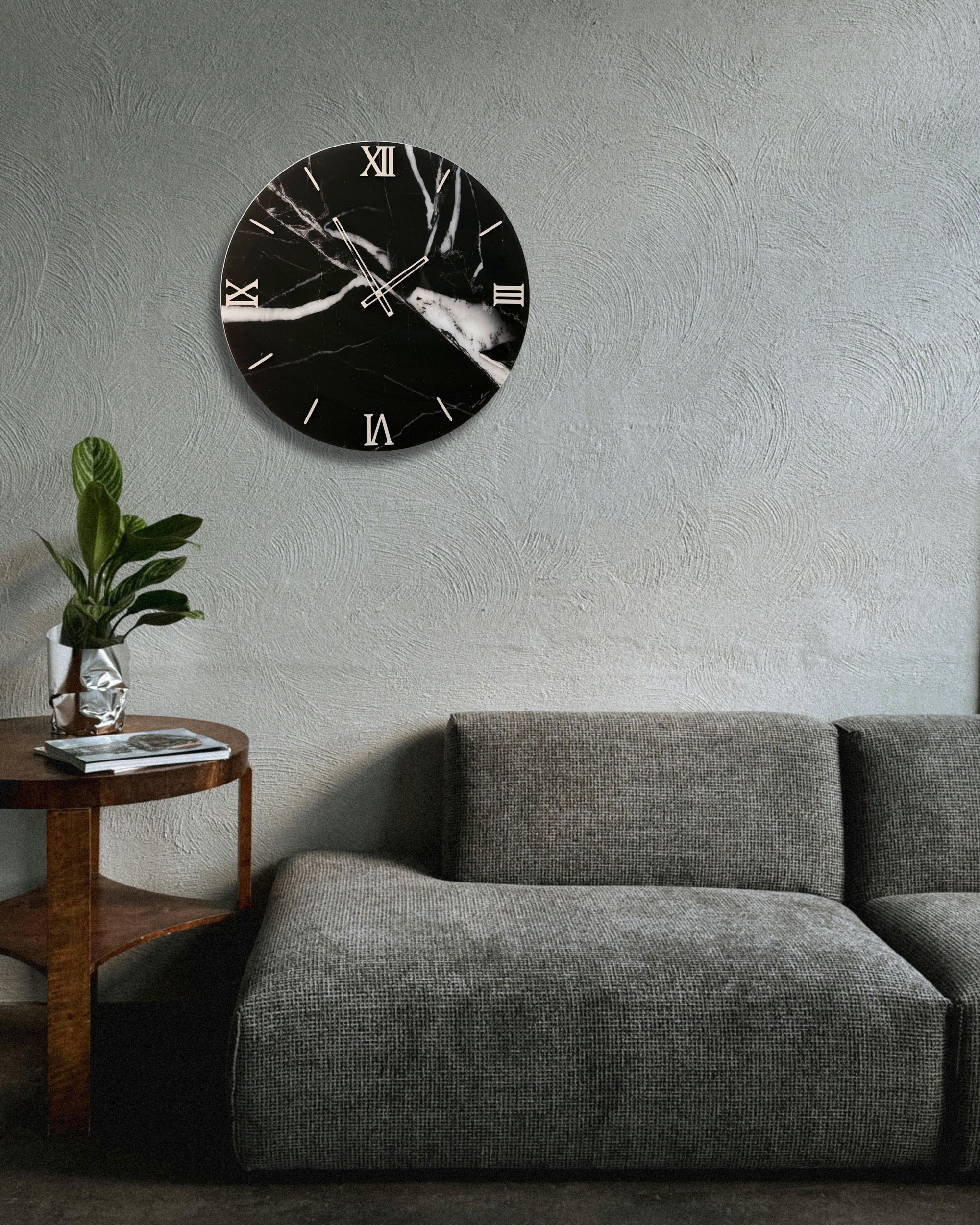 Luxury Wall Clock | Black Marble