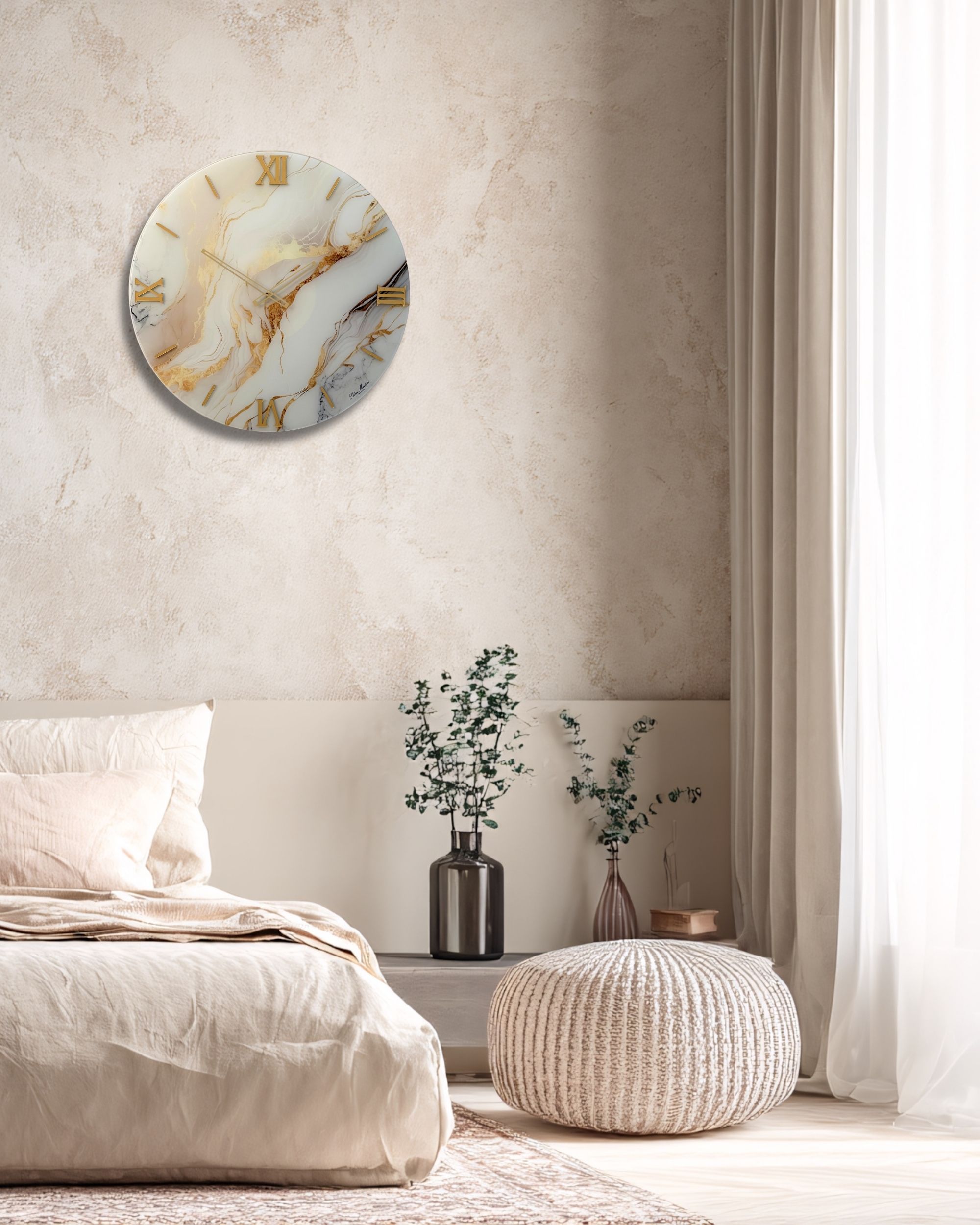 Luxury Wall Clock | Black Marble