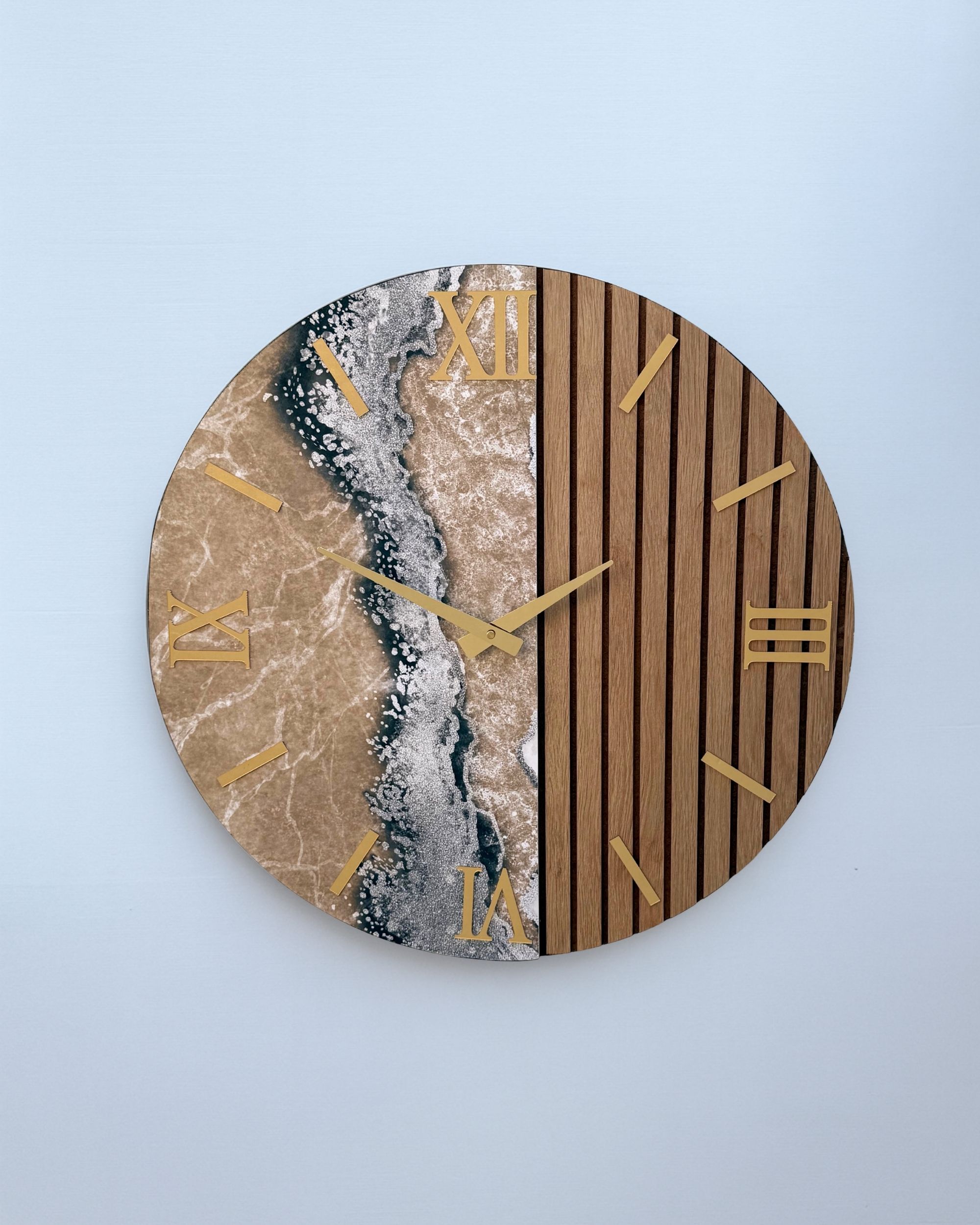 Luxury Wall Clock | Ocean Wave & Wood