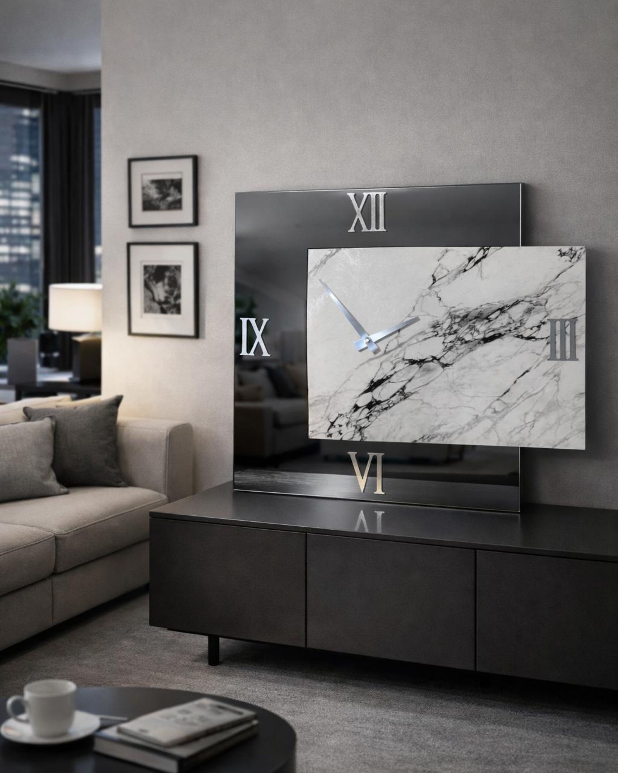 Luxury Wall Clock | Marble Panel Rectangle