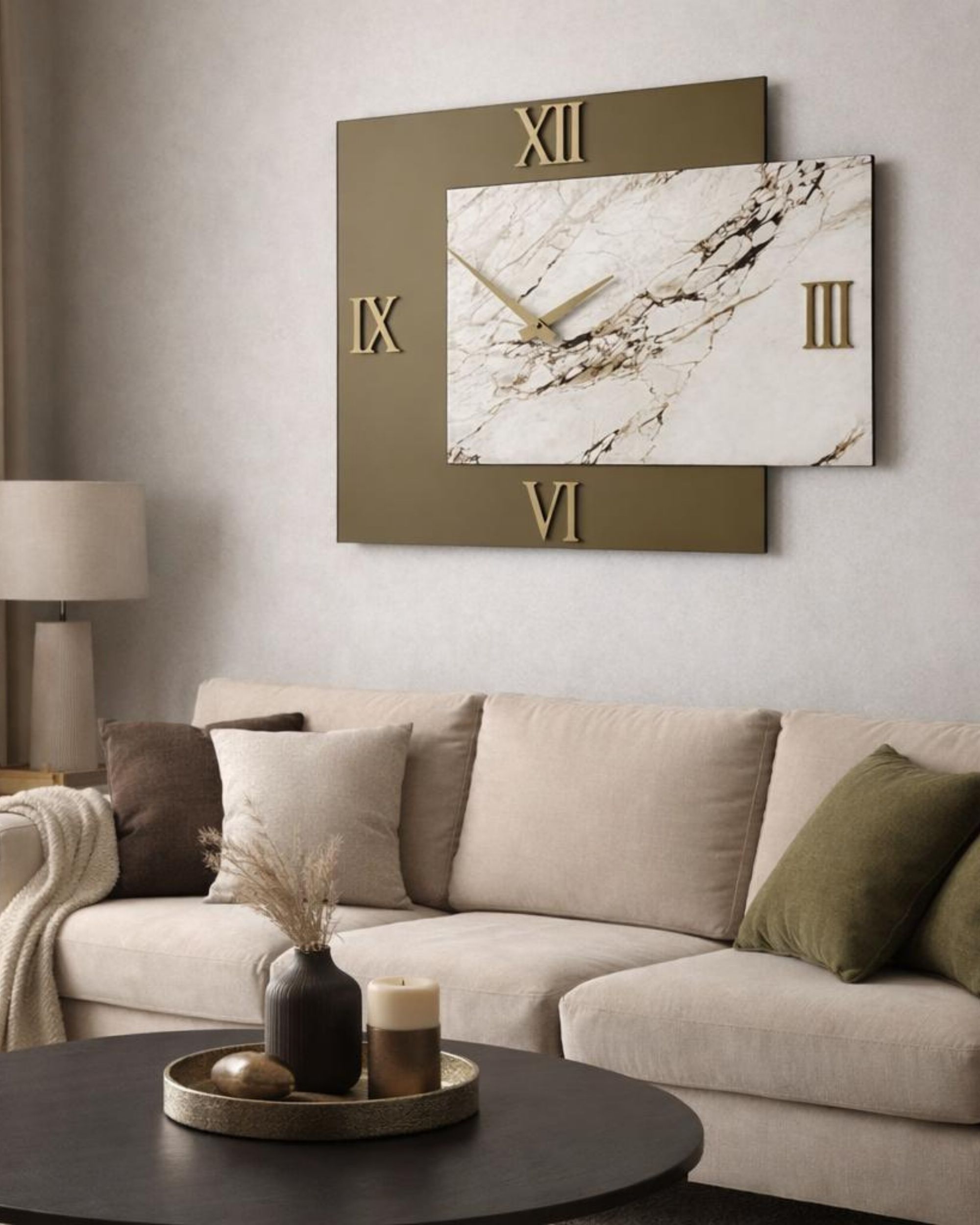 Luxury Wall Clock | Marble Panel Rectangle