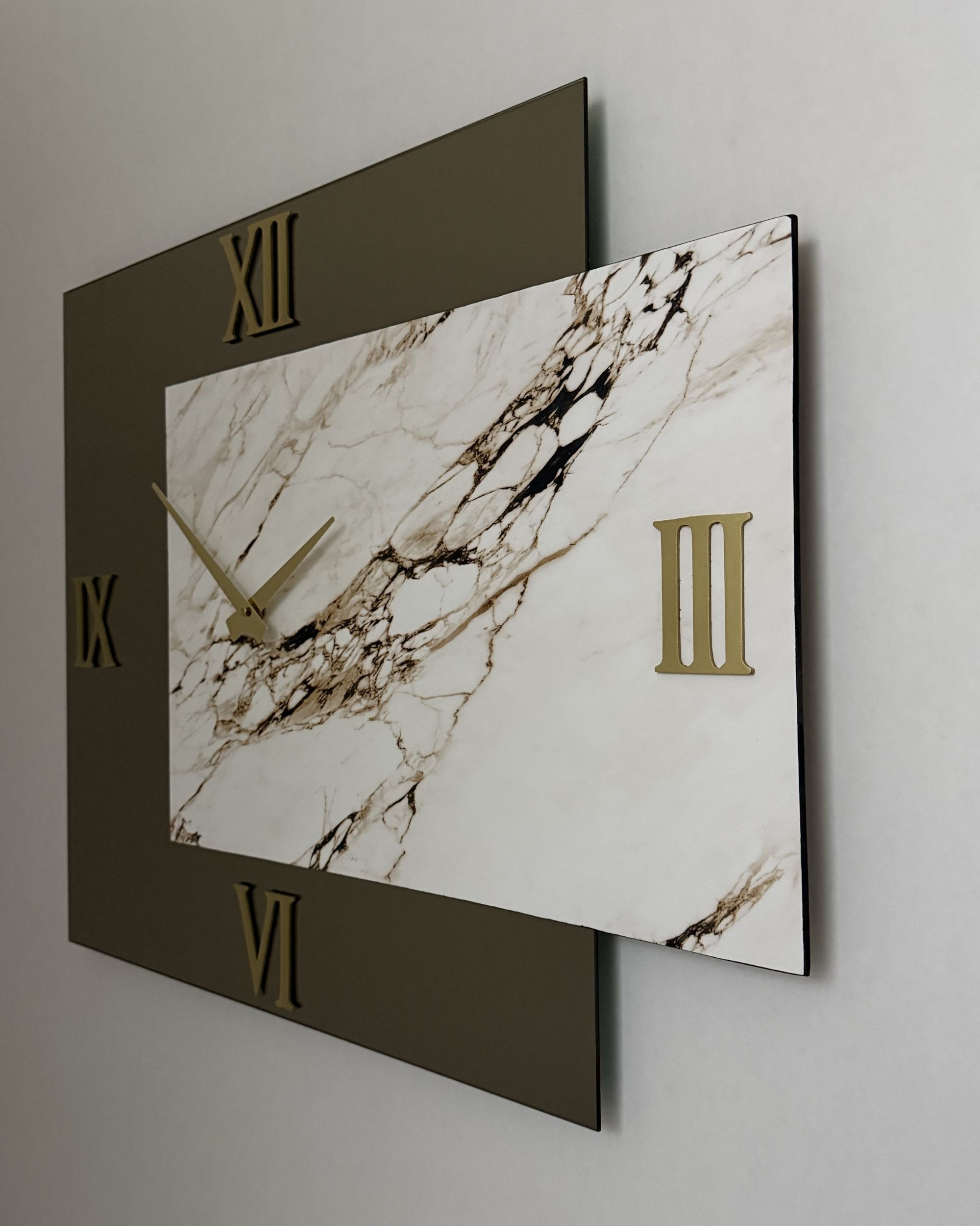 Luxury Wall Clock | Marble Panel Rectangle