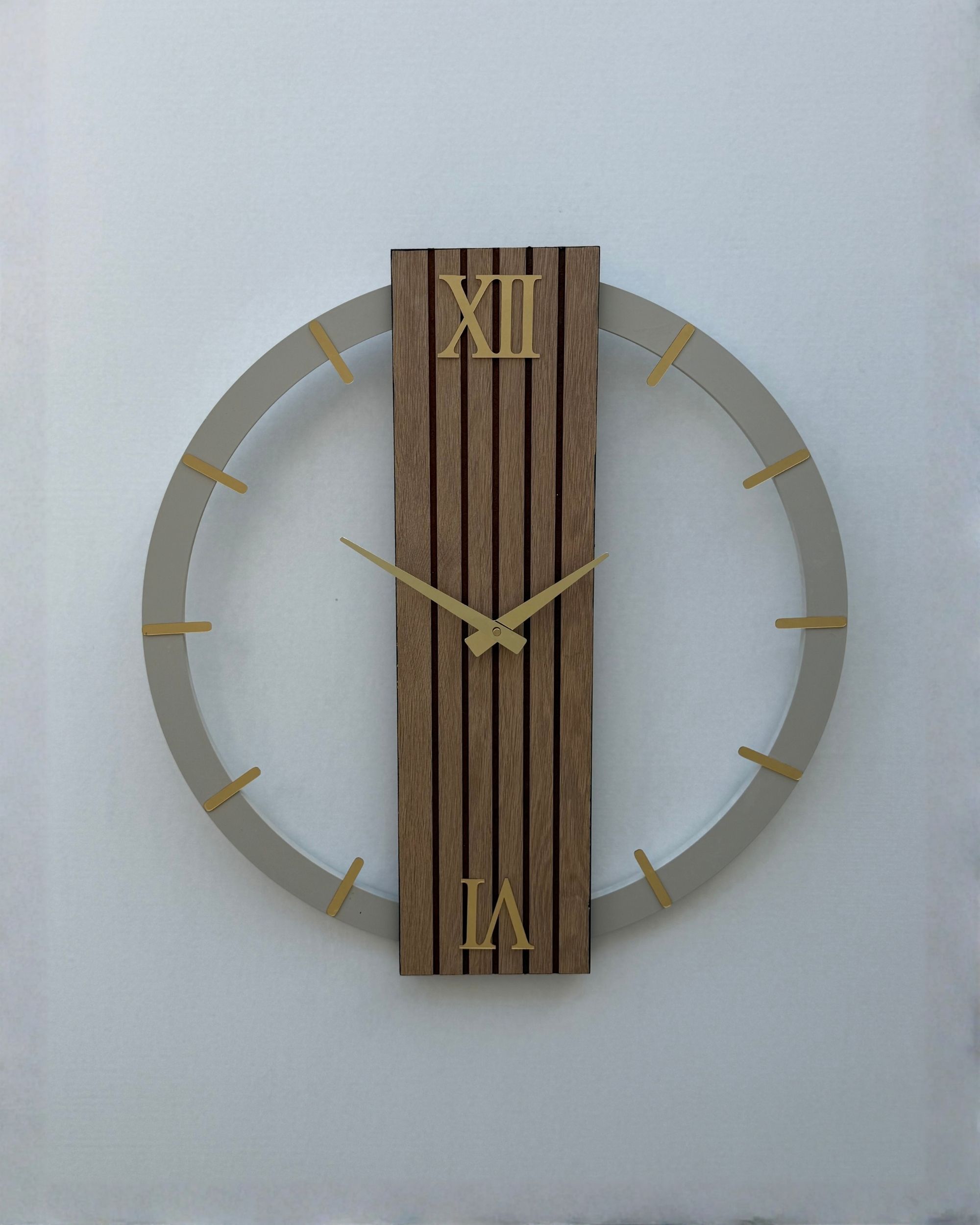 Luxury Wall Clock | Wood Slat Ring