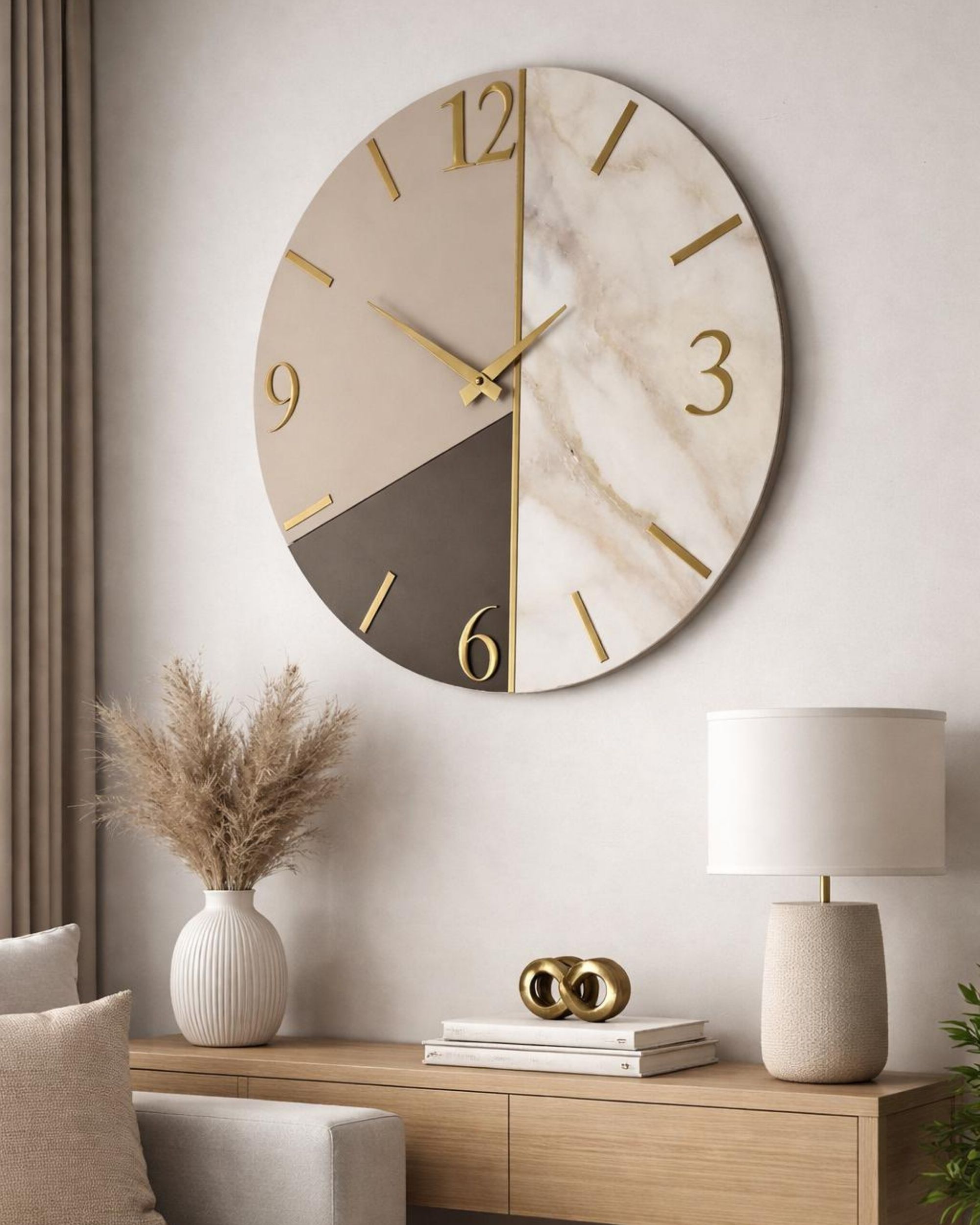 Luxury Wall Clock | Geometric Marble Trio